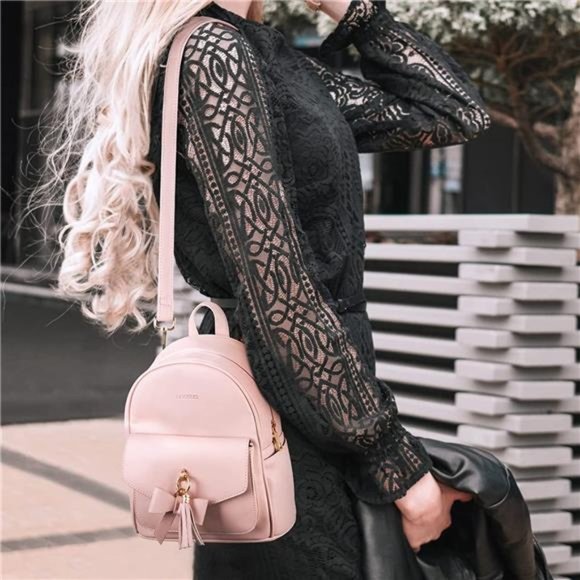 Mini Backpack for Women Cute Bowknot Small Backpack Purse Ladies Leather Bookbag - Picture 5 of 6